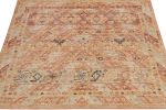 Distressed Tribal Square rug in Orange, Red & Blue pattern | Area Rug in Rugs by Rug and Kilim