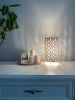 Table lamp with handmade macrame lampshade, Bedside lamp | Lamps by Got A Knot. Item made of cotton with fiber works with boho & rustic style