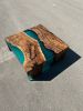 Waterfall Blue Epoxy Modern Coffee Table | Tables by Tinella Collection. Item made of walnut works with modern & rustic style