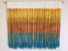 MOROCCO Mustard Ochre Teal Textile Wall Hanging | Macrame Wall Hanging in Wall Hangings by Wallflowers Hanging Art. Item made of oak wood with wool works with boho & eclectic & maximalism style