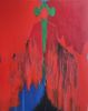 Crimson Silence — Alienation Series | Paintings by Gela Mikava. Item made of fabric works with contemporary & modern style