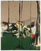 Downs | Mixed Media in Paintings by Himani Gupta Studio. Item composed of linen in minimalism or contemporary style