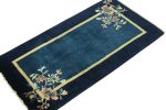 Vintage Chinese Deco style rug in Deep Blue, Gold & Pastel | Area Rug in Rugs by Rug and Kilim