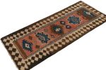 1950s Vintage Kilim rug in Pink with Blue Medallions, Beige | Area Rug in Rugs by Rug and Kilim