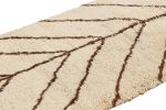 Vintage Moroccan Runner Rug in White with Brown Geometric | Area Rug in Rugs by Rug and Kilim