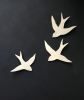 We Fly together set of 3 Gold Swallows Porcelain Wall Art | Sculptures by Elizabeth Prince Ceramics. Item made of ceramic