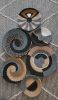 Black & Gray Wicker Wall Basket Set, 6 Piece Boho Decor | Decorative Plate in Decorative Objects by Sarmal Design. Item made of bamboo with cotton works with boho & minimalism style