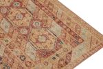 Distressed Tribal Square rug in Orange, Red & Blue pattern | Area Rug in Rugs by Rug and Kilim