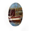 "Le Port De Marseille" Unique Painted Plates Installation | Wall Sculpture in Wall Hangings by Studio DeSimoneWayland. Item composed of canvas and ceramic in boho or contemporary style
