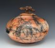 stonerware horsehair raku fired urn vessel HH316 | Vase in Vases & Vessels by Ron Mello Studio Art