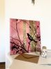 Small painting with gold leafs, nature,trees, birds | Drawing in Paintings by Oplyart. Item composed of canvas in minimalism or contemporary style