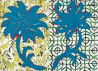 Turquoise and Red Lotus Flower Patterns | Mixed Media by Margaret Lanzetta. Item composed of canvas