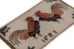 Vintage Signature Pictorial Rug with Rooster Drawings | Area Rug in Rugs by Rug and Kilim