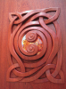 Carved mahogany door (Master bedroom entrance) | Wall Sculpture in Wall Hangings by Shane Durnford Studios. Item composed of wood and glass