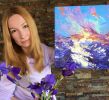"Delicate glow of light" original palette knife oil | Oil And Acrylic Painting in Paintings by OXYPOINT. Item composed of wood and canvas in contemporary or eclectic & maximalism style
