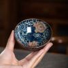 Heritage Wood-fired Mille-fleurs Hand-Fitting Silhouette Cup | Decorative Bowl in Decorative Objects by Dynasty Artisan. Item made of ceramic compatible with contemporary and eclectic & maximalism style
