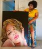 Nathania | Oil And Acrylic Painting in Paintings by AGONZA. Item composed of synthetic