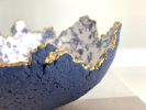 Blue Floral Decorative Eggshell Bowl Paper Mache Material | Decorative Bowl in Decorative Objects by TM Olson Collection. Item composed of paper in country & farmhouse or japandi style