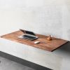 Space Saver Folding Floating Desk, Wooden Folding Table | Tables by Halohope Design. Item composed of wood and steel in minimalism or mid century modern style