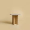 Round Side Table in Travertine and Oak - SHERMAN by Lebanto | Tables by Lebanto. Item made of oak wood & marble compatible with minimalism and contemporary style