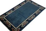 Vintage Chinese Deco style rug in Deep Blue, Navy Border | Area Rug in Rugs by Rug and Kilim