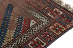 Antique Kazak Runner Rug with Red & Blue Geometric Patterns | Area Rug in Rugs by Rug and Kilim