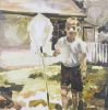 The Yard Boy | Oil And Acrylic Painting in Paintings by Emilie Syme-Lamont. Item made of wood with synthetic