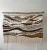 Weaving Tapestry from Wool and Cotton "New Beginning" | Wall Hangings by Tissage Sauvage. Item made of wood with cotton