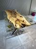 Clear Epoxy Resin Table Top - Live Edge Epoxy Table | Dining Table in Tables by Tinella Collection. Item made of walnut with metal works with contemporary & art deco style