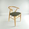 Danish Scandinavian Wishbone-Style Chair | Dining Chair in Chairs by Kleinhaus Furniture. Item composed of wood and fabric in minimalism or mid century modern style