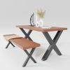 Modern Wooden Dining Table With Bench, Farmhouse Wood Dining | Tables by Picwoodwork. Item composed of oak wood