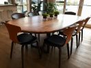 Oval 'Pebble Edged' Walnut Table on Black Waxed Steel Legs | Dining Table in Tables by Jonathan Field. Item composed of walnut and steel
