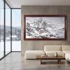 78" Hand-Painted Winter Snow Shanshui Landscape on Silk/Xuan | Oil And Acrylic Painting in Paintings by Dynasty Artisan. Item composed of wood and glass in contemporary or eclectic & maximalism style