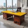 Bespoke Live Edge Ming Single Slab Executive Desk & Table 8 | Conference Table in Tables by Dynasty Artisan. Item made of wood works with minimalism & contemporary style