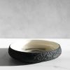 The Brush Series #003: Low Bowl in Cream and Black | Decorative Bowl in Decorative Objects by Carolyn Powers Designs. Item composed of concrete and glass in minimalism or contemporary style