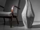 Gray Stone Tall Floor Vase - Skew Series in Bio Concrete | Sculptures by Donatas Žukauskas. Item composed of cement & paper compatible with minimalism and mid century modern style