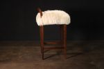 Exotic Wood Stool in Sheepskin by Costantini, Umberto | Chairs by Costantini Design. Item composed of wood and fabric