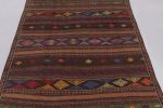 Vintage Persian Soumak Kilim, Vibrant Diamonds on Rich Brown | Area Rug in Rugs by Rug and Kilim
