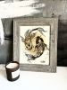 Koi fish painting, framed | Drawing in Paintings by Oplyart. Item made of paper works with mid century modern & japandi style