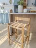 Oak Bar Stool with Woven Cord Seat | Chairs by ColombeFurniture``. Item composed of oak wood in mid century modern style