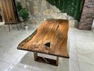 Live Edge Walnut Green & Brown Wooden Table | Dining Table in Tables by Gül Natural Furniture. Item composed of wood compatible with minimalism and country & farmhouse style