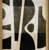 Contemporary Black and White Paper Collage in Vintage Frame | Oil And Acrylic Painting in Paintings by Suzanne Nicoll Studio. Item composed of wood and paper in minimalism or mid century modern style