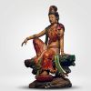 35" Premium Camphor Wood Water Moon Guanyin Zen Statue | Sculptures by Dynasty Artisan. Item composed of wood in eclectic & maximalism or asian style
