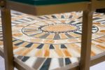 Mayan Sun Ceramic and Mosaic Side Table - No. 1 | Tables by Clare and Romy Studio. Item made of brass with stoneware works with boho & mid century modern style