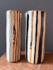 Handmade Heirloom Stripe Ceramic Cylinder Vase with 22K Gold | Vases & Vessels by Hsieh Clay SF. Item composed of ceramic in minimalism or mid century modern style