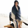 Ink Black White Ombre Textured Throw In Hand Spun Merino | Linens & Bedding by Studio Variously. Item works with contemporary & japandi style