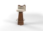 Verve Barstool - Upholstered Sculptural Bar Stool | Chairs by THE STUDIO GRAIN. Item composed of wood and fabric
