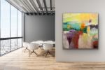 Distant Canyon | Oil And Acrylic Painting in Paintings by Pamela K Beer Contemporary Fine Art. Item composed of birch wood & synthetic