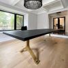 Carbon Black Brass Wishbone Table | Dining Table in Tables by YJ Interiors. Item made of wood with brass works with contemporary & eclectic & maximalism style