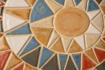Desert Sun in White Oak Frame - No. 1 | Mosaic in Art & Wall Decor by Clare and Romy Studio. Item composed of oak wood and ceramic in boho or mid century modern style